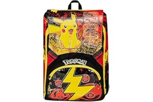 Seven Zaino Scuola Estensibile POKEMON - PIKACHU, Giallo Rosso - Zaino Doppio Scomparto Sdoppiabile Tramite Zip e Con Tasca Porta Borraccia, Zaino Bambino