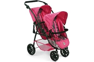Bayer Chic 2000 689 82 Tandem-Buggy Vario, Zwillings-Puppenwagen, Sternchen pink