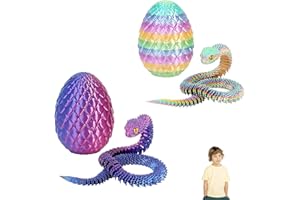 CLCIOSIS 2 Stück 3D Gedruckte Schlange Spielzeug, Schlangen Spielzeug, Schlangen Drachenei Mit Drachen, für Kinder Sammler Und Dekoration 3D Gedruckte Tiere für Kinder Geschenke Schreibtisch Wohnkultur