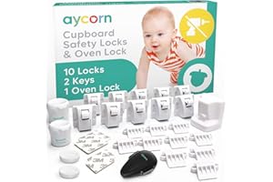 AYCORN® Magnetic Safety Cupboard Locks [10x] & Oven Lock [1x] for Children [Includes 2X Keys] Child & Baby Safety Proofing for Kitchen, Cabinets and Drawers, 30 Second Install