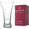 DIAMANTE Swarovski Hollow Sided Trumpet Vase ‘Glasgow’ Crystal Flared Vase with Swarovski Crystals - 21cm – Crystal Glass