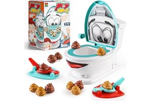 deAO Poop Catapulte, Jouet Créatif de Toilette, Jeu de Caca, Comprend 1 Cuvette de Toilette, 2 Lanceurs de Dextérité,12 Cacas en Plastique Souple
