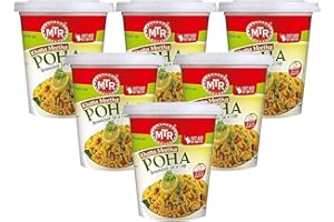 ONE STOP DEALERS MTR Instant Ready Mix Various Flavours - Traditional South Indian Breakfast – Tasty and Healthy - Easy to Prepare Snacks - Cuppa Khatta Meetha Poha 80g (Pack of 6)