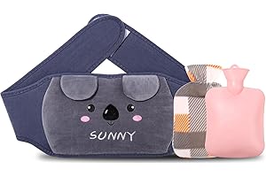LEAZZLE Wärmflasche Wärmflaschengürtel Welpe Wärmflasche aus Gummi mit weichem Taillen-Bezug, Hot Water Bottle für Nacken und Schulter, Rücken, Beine, Taillenwärmung