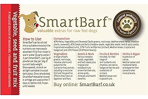 SmartBarf - Dog Food Toppers (60g) with Essential Nutrients - Vegetable, Seed & Fruit Mix - Prebiotics for Dogs, Dog Gut Health Supplement, Raw Food Mix, Rich in Minerals & Vitamins (1 Bag)