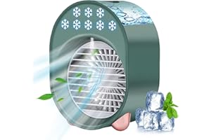 Climatiseur Portable, climatiseur mobile silencieux, Mini ventilateur humidificateur, BelonLink USB Ventilateur Refroidisseur d'air Portable 4 en 1, 3 Vitesses 7 Couleurs LED Maison Bureau (vert)