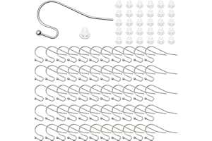 TOAOB THE ONE AND ONLY BABY TOAOB 200 Pezzi Ganci Orecchini 22 mm Ottone Placcato Argento 925 Anallergici Monachelle e 200 Pezzi Bianco Gomma Chiusure Orecchini per Fai da Te Creazione Gioielli