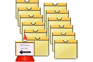 AMYLOVE Set of 12 Traffic Cone Sleeve for Caution Traffic Cone Covers with Pockets Safety Message Sign Sleeve for Outdoor Signals Sports Activity Warning Sign Training, Yellow