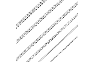 GoPaw Herren Damen Panzerkette Halskette, Herren Edelstahl Panzerkette, Silber Farbe 3/3,5/5/6/7/8mm Kubanische Kette Halskette, 46/51/56/61/66/71cm Länge