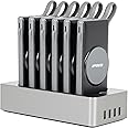 K POWER 6 in1 Wireless Power Bank Station 10000mAh with Built-in Cable, Power Delivery 20W QC Wireless and 1 Rapid Re-Charging Station with 4 USB Outputs/ 120W Charging Base Input (Blabk-6Pcs)