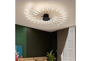 minifair Nowoczesna lampa sufitowa LED, 28 głowic, czarna, wpuszczana, akrylowa, abażury, do pokoju dziecięcego, sypialni, salonu, 4000K, neutralne światło w kształcie kwiatu