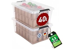astor24 [Test SEHR GUT, NOTE 1.1 2x 40 L Aufbewahrungsboxen für insg. 60 Kugeln - für Weihnachtskugeln - lebensmittelecht - stapelbar, für Christbaumkugeln Weihnachtsschmuck