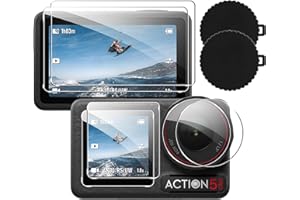 NXPUXP Displayschutzfolie für DJI Osmo Action 5 Pro,Passend für DJI Osmo Action 5 Pro Zubehör,Displayschutzfolie aus Gehärtetem Glas 6 Stück+ 2 Objektiv-Silikonhüllen,Passend für DJI Action 5 Pro