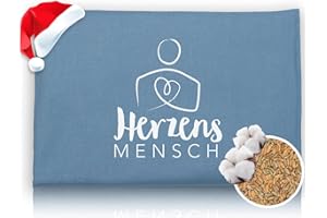 HERBALIND Körnerkissen 30x20 cm 800g Bio-Getreidekissen HERZENSMENSCH - Natürliches Wärmekissen Geschenk Made in Germany aus 100% Baumwoll-Canvas, für Mikrowelle Roggen-Weizen-Füllung, Blue Heaven