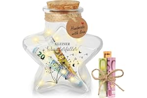 ‎GIFTOTA Giftota Wunscherfüller Geldgeschenk, LED Flaschenlicht Sternform mit Korken, Glück verschenken für Geburtstag Taufe Konfirmation Jugendweihe Weihnachten, Lustige Geldgeschenk für Männer Frauen
