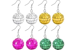 OAOSDH 4 stycken discokula örhängen, kreativ personlighet vintage mode kvinnliga örhängen, hängande boll smycken, festkläder