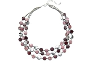 FULU AUTUMN Donne Collana di Conchiglie in Argento a Strati Collane Bohémien Corte Collana Girocollo con Perline Turchesi Regali Compleanno