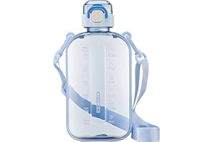 SEASEVEN Flat Water Bottle 750ml,Boys Girls Drinks Bottle,Waterbottle Leak-Proof Sports Water Bottle,Toxin Free，Bpa-Free(Flat Transparent Blue)