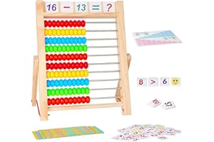 Sunshine smile Abaco in Legno,Abaco di Montessori,Giochi Abaco,Matematica Educativo Abaco,Abaco in Legno Calcolatrice Gioco,Giochi Educativi Regali per Bambini Ragazzi Ragazze 3 4 5 6 Anni