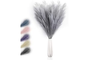 NINA-MARIA'S DEKO GOLD Sztuczna trawa pampasowa, kolor szary, 5 łodyg, długość 100 cm, sztuczna trawa pampasowa, do salonu, suszone kwiaty do sypialni, na wesele, dekoracja boho