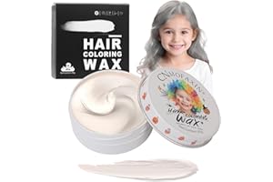 HUMSUBY Tinte temporal blanco para niños, tinte de pelo instantáneo blanco, para niñas, crema para teñir, mujeres y hombres, color plateado, moño de cera para fiestas, cosplay, Halloween