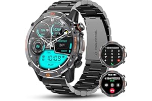 WalkerFit Montre Connectée Homme: Smart Watch Militaire Robuste et Étanche avec AMOLED 1,43", Cadeau Homme Smartwatch avec Podometre Batterie de 60 Jours, 120+ Modes Sport, Compatible Android/iOS