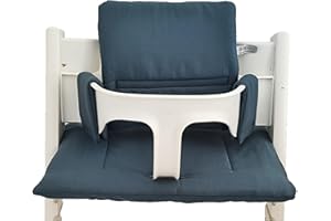 Shabany® Coussin d'assise pour chaise haute 100 % coton bio - Housse de siège classique - 2 pièces - Convient pour chaise haute Stokke Tripp Trapp - Lavable en machine - Fixation facile