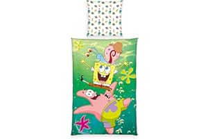 Herding Bob Esponja Ropa de Cama, Funda de Almohada de 80 x 80 cm, Funda nórdica de 135 x 200 cm, con Cremallera Suave, 100% algodón/Renforcé
