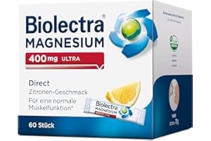 Biolectra Magnesium 400 mg Direct Sticks Zitrone, 60 Stück: Für eine normale Muskelfunktion bei erhöhtem Bedarf, Magnesium Direkt-Sticks, hochdosiert