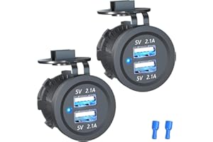 ‎QIDOE (2 in 1) 12V USB Steckdose Auto: KFZ Buchse Einbau USB Dose 12 Volt DC Adapter Wasserdicht Stecker Panel für lPhone Wohnmobil LKW Wohnwagen Motorrad Boot 12 V