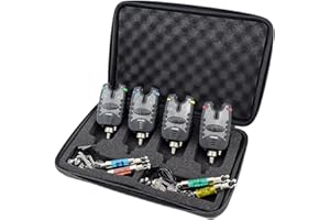 Hirisi Tackle Carp Fishing Bite Alarm and Swinger Set Water Resistant Blue LED