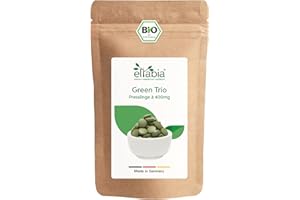 ELTABIA Bio Green Trio Presslinge 200g | 500 Tabs mit 1/3 Chlorella Spirulina Gerstengras | Rohkost Tabletten 400mg pro Tab | 100% rein und ohne Zusatzstoffe