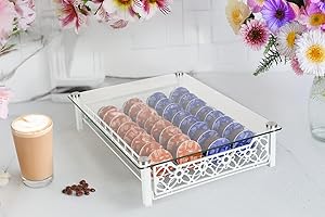 Castell Deco - Porta Capsulas Dolce Gusto - Soporte Cápsulas Dolce Gusto para Café color Blanco - Dispensador capsulas - Organizador Capsulas - Cajón para Cafe - Fabricado en Vidrio y Metal (40 Cap)