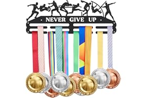 SUPERDANT Espositore per Medaglie per Atletica Leggera Decathlon 40x15cm Porta Medaglie Sportive máschili Never Give Up Supporto per Espositore Porta Medaglie A Nastro per Montaggio A Parete