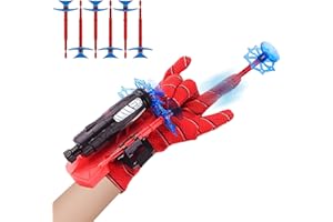 SIDESEA 1 Set Spider Launcher Handschuh, Spider Handschuhe Spinnennetz Spider Spielzeug Kinder Web Shooter Helden Spielzeug Spielzeughandschuh Spider Cosplay Saugnapf Schwamm Kugeln Spinnen Requisiten