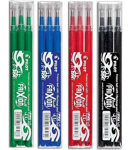 Recharge Frixion Recharges Stylo Effaçable FriXion Pilot - Lot 3 Cartouches Bleu Pointe Fine 0.7mm Cartouches Stylo Rechargeable