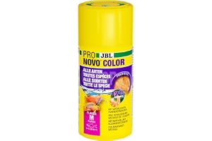 PRONOVO COLOR FLAKES, färgfoderflingor för alla akvariefiskar från 8–20 cm, fiskfoderflingor, storlek M, 100 ml