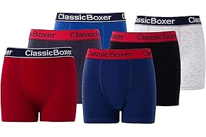 Sock Stack Boys Boxers 6 Pairs of Kids Trunks Football Boxer Short Cotton Stretch Underwear Pants Boxershorts