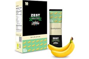 Zest Delites Roulés Aux Fruits, Cuirs De Fruits Sans Gluten, Bonbons Aux Fruits Végétaliens, Fruit Roll Ups Végétaliens, Saveur de Banane Végétalienne, Collation Saine à la Banane, 10x25g