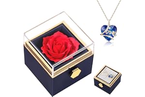 TangDouJM Forever Roses, Heart Shaped Crystal Necklace with Gift Box, Gifts for Women, Birthday Gifts for Her, Love Gifts for Her, Girlfriend, Wife, Christmas, Valentine's Day,