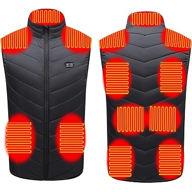 Gilet Chauffant électrique Homme/femme - 5 Zones De Chaleur - 3 Températures (45°C-65°C) - Lavable - Pour Ski, Randonnée, Travail Extérieur (batterie Non Incluse) - 2