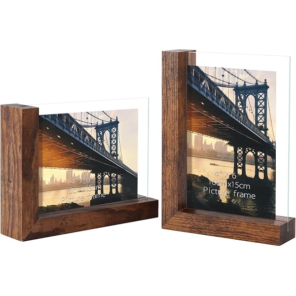 2er-Set Bilderrahmen Aus Holz Für 10x15 Cm Fotos – U-Form, Mit Acrylglas