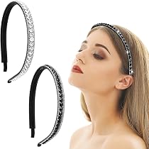 COMNICO 2 cerchietti per capelli con glitter per ragazze, graziose e scintillanti, larghe e spesse, antiscivolo, con paillettes, accessori per capelli per bambine e donne (bianco + oro
