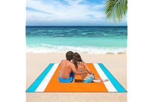 ISOPHO Sandproof Beach Blanket, 110 * 120 IN Picnic Blankets Waterproof for 5-8 Adults, Extra Large Lightweight Beach Mat, Outdoor Blanket for Camping, Travel, Hiking - Orange(300 * 280CM)