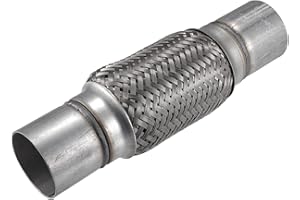 X AUTOHAUX 60x260mm Universal Car Exhaust Flexible Pipe Tubing Silver Tone