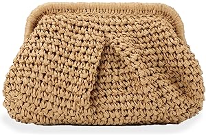 LHHMZ Straw Clutch Purse for Women - Woven Dumpling Clutch Summer Beach Shoulder Handbag