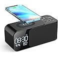 KASTWAVE Alarm Clock Radio with Wireless Charging & Bluetooth Speaker, Multifunction Fast Wireless Charging Dual Alarm Clock Radio with Bluetooth Audio with LED Display