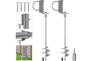 Insaga Tent Peg, 51cm Heavy Duty Ground Anchor Large Metal Earth Sand Stake Spiral Blade Screw in Trampolines Spike for Swing Set/Camping/Shed/Dog/Carport with Fixed Plate Loop, 2 Pack