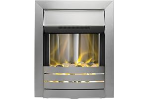 The Adam Helios Brushed Steel Electric Fire with Pebble Bed Glow Effect