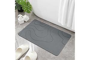 Glvomazty Alfombra de Baño Antideslizante, 60x40cm Súper Absorbente Alfombras Ducha con Diatomáceas Alfombrilla Baño